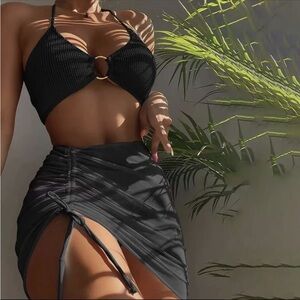Black Halter Top and Skirt Set